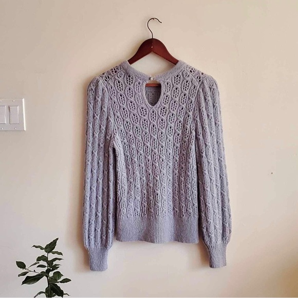 J Crew Balloon-sleeve cable-knit sweater Dusty Sky Blue XS - Picture 8 of 9